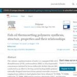 Fish Oil Thermosetting Polymers: Synthesis, Structure, Properties, and Their Relationships
